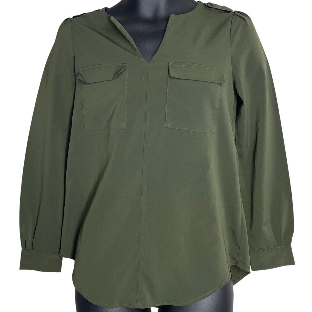 Tart Blouse Size S Green Long Sleeves Minimalist Capsule Wardrobe Office Modest